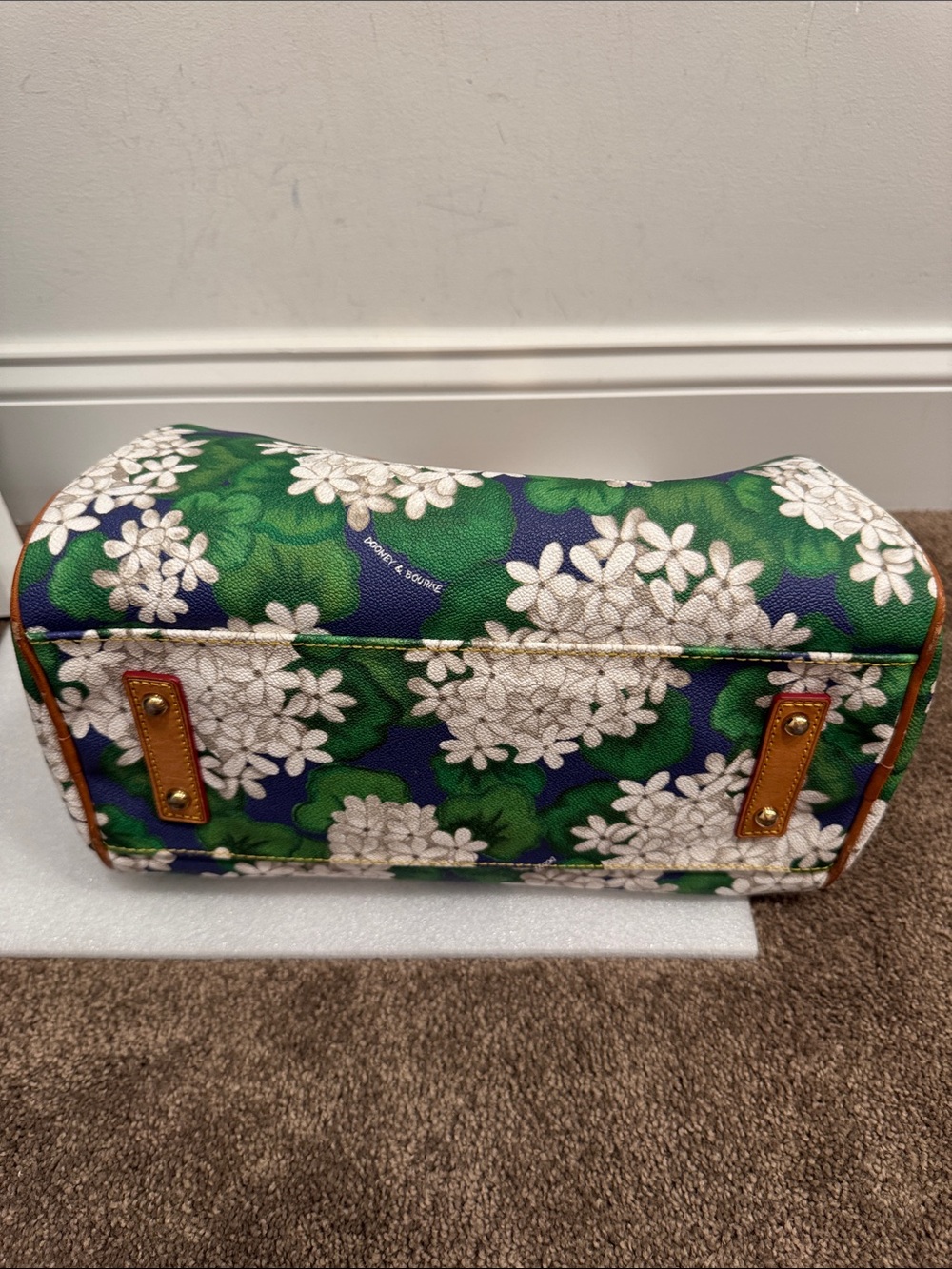 Dooney & Bourke Navy Hydrangea floral Satchel shoulder bag purse - Picture 6 of 12